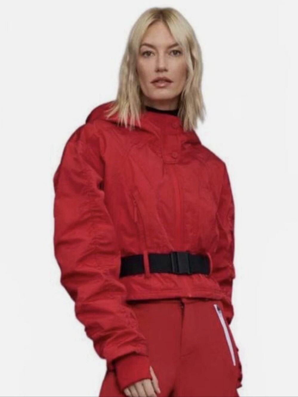 Free People Movement Red Hooded Belted Jacket - Women Small